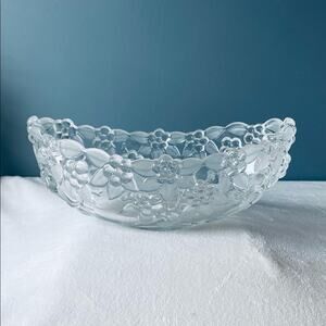 Bowl Vtg Mikasa Floral Crystal Glass "Carmen" Boat Bread Fruit Flower